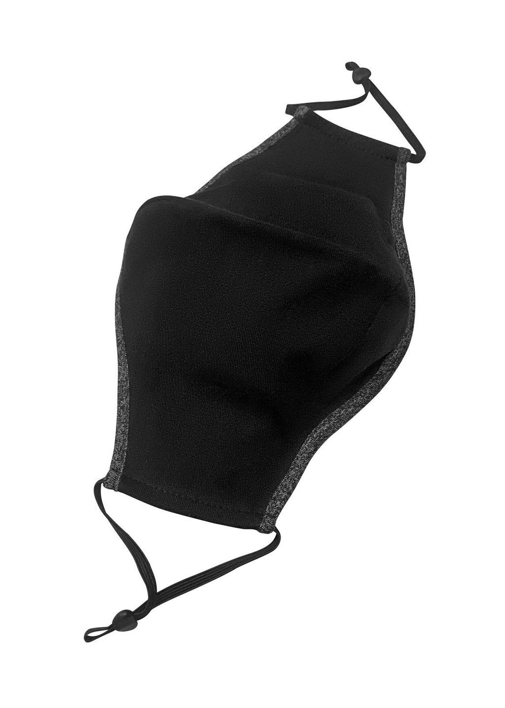 Contrast One Piece Cotton Face Masks With Adjustable toggle - Black/Dark Marl - Back