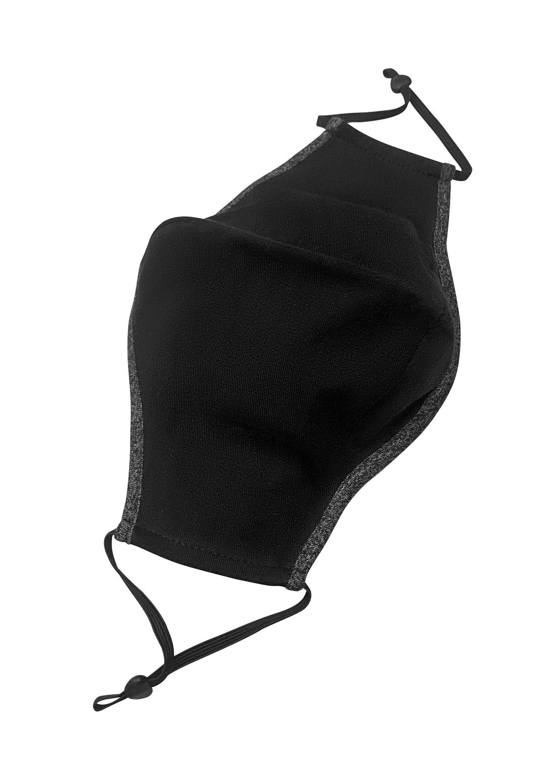 Contrast One Piece Cotton Face Masks With Adjustable toggle - Black/Dark Marl - Back