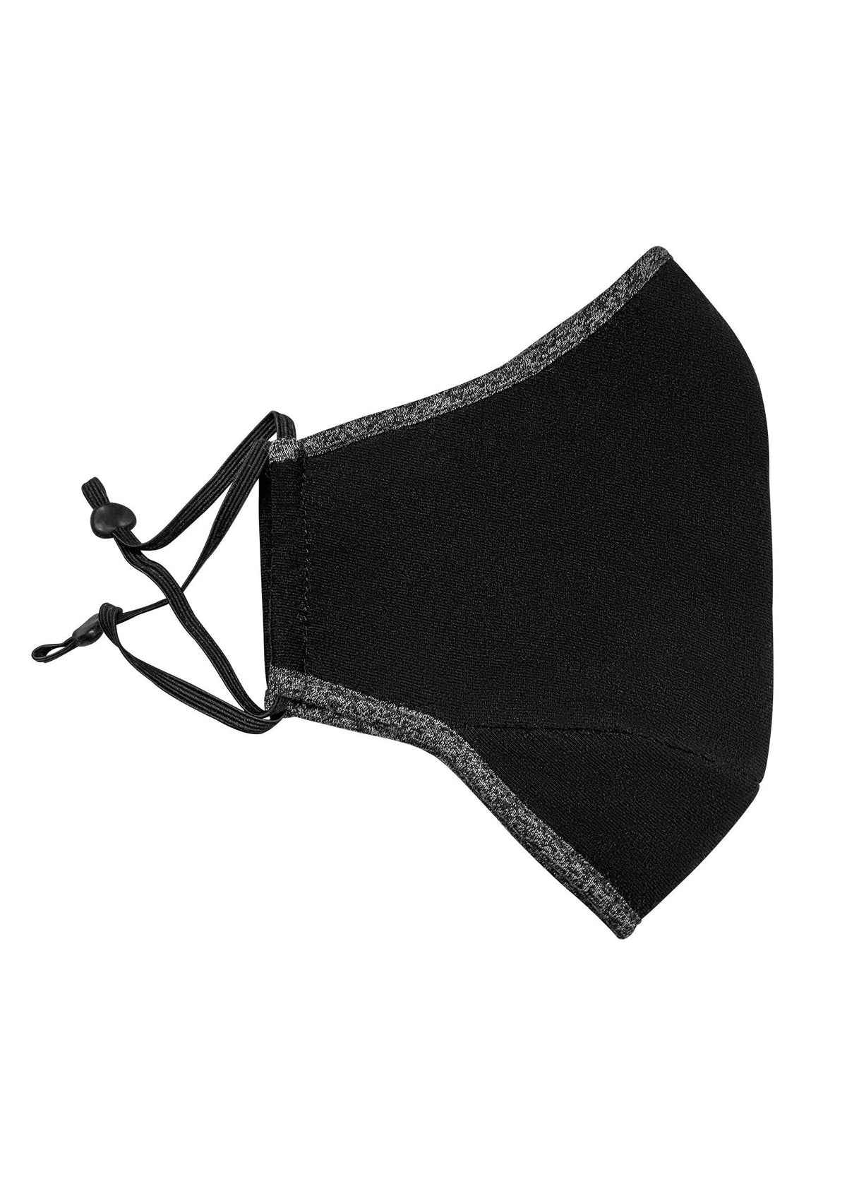 Contrast One Piece Cotton Face Masks With Adjustable toggle - Black/Dark Marl - Side