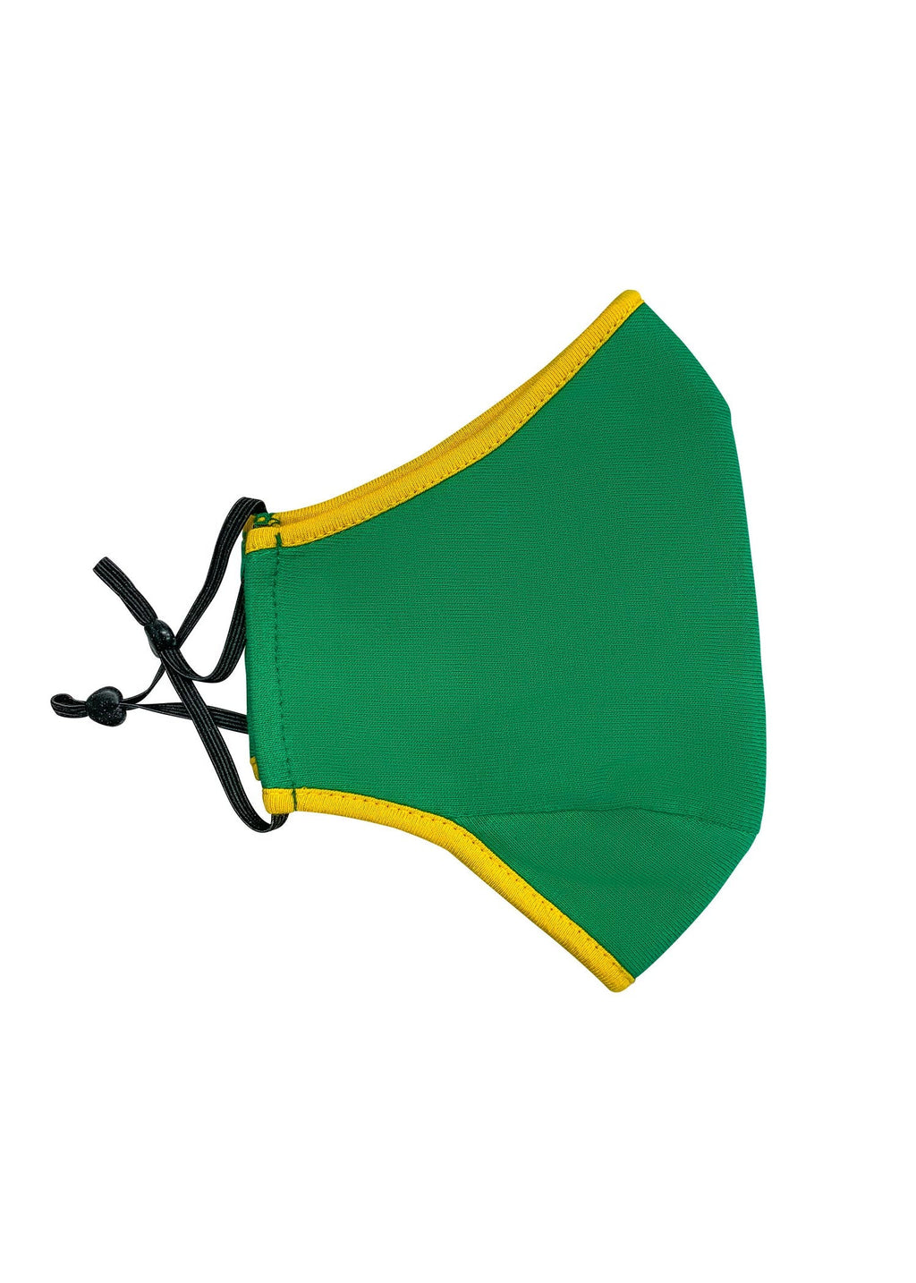 Contrast One Piece Cotton Face Masks With Adjustable toggle - Emerald Green/Gold - Side