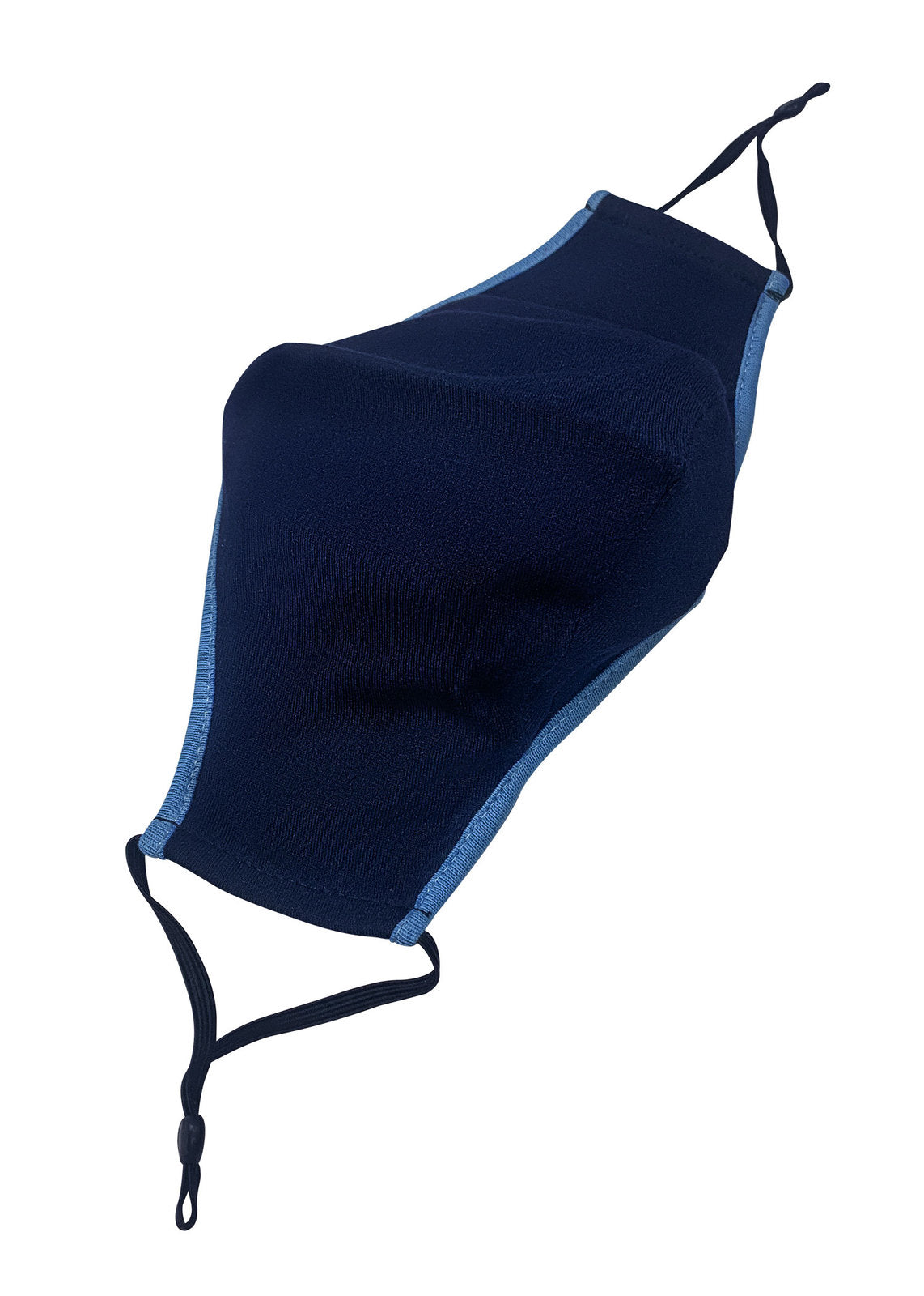 Contrast One Piece Cotton Face Masks With Adjustable toggle - Navy/Sky - Back
