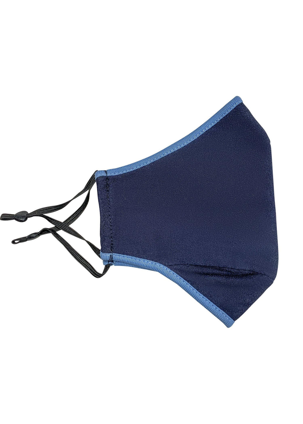 Contrast One Piece Cotton Face Masks With Adjustable toggle - Navy/Sky - Side