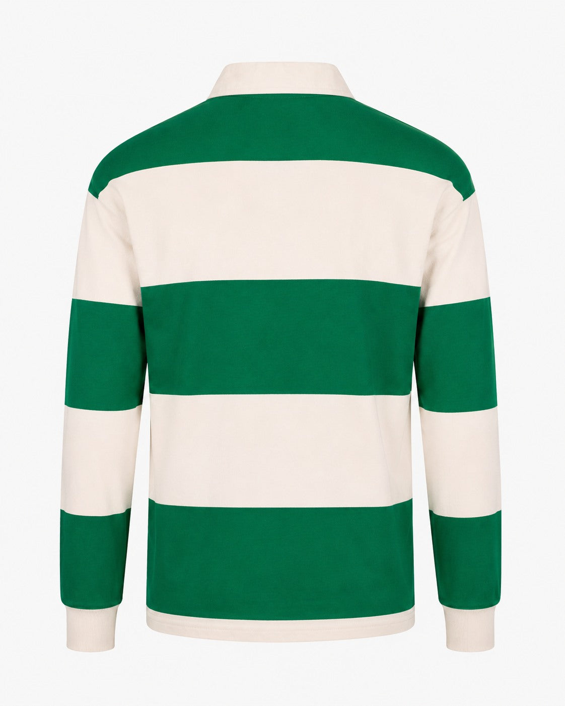 Men's / Unisex Rugby Polo - Kelly Green/Off White - Back