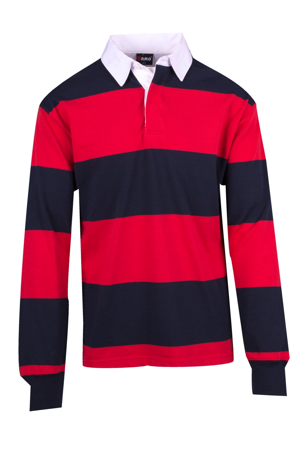 Men's / Unisex Rugby Polo - Navy/Red - Front