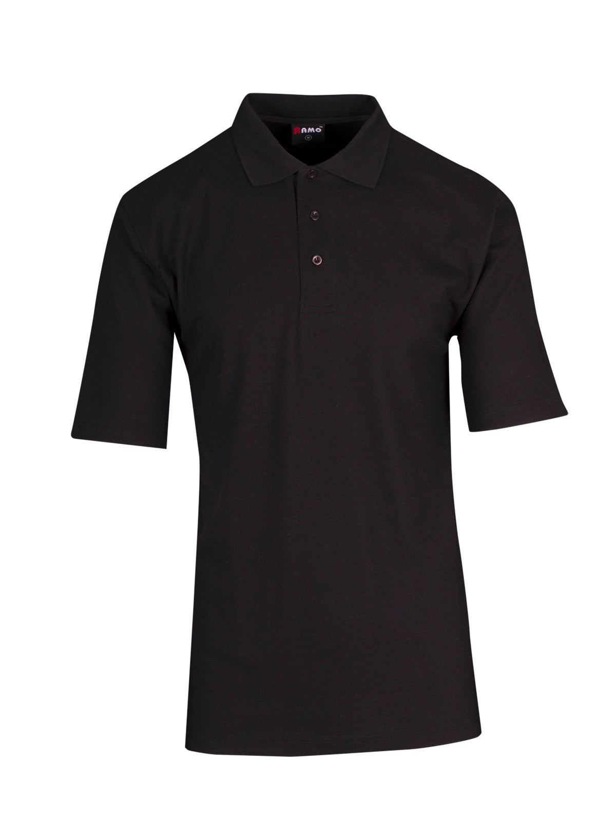 Mens Regular Pique knit Polo - Black - Front
