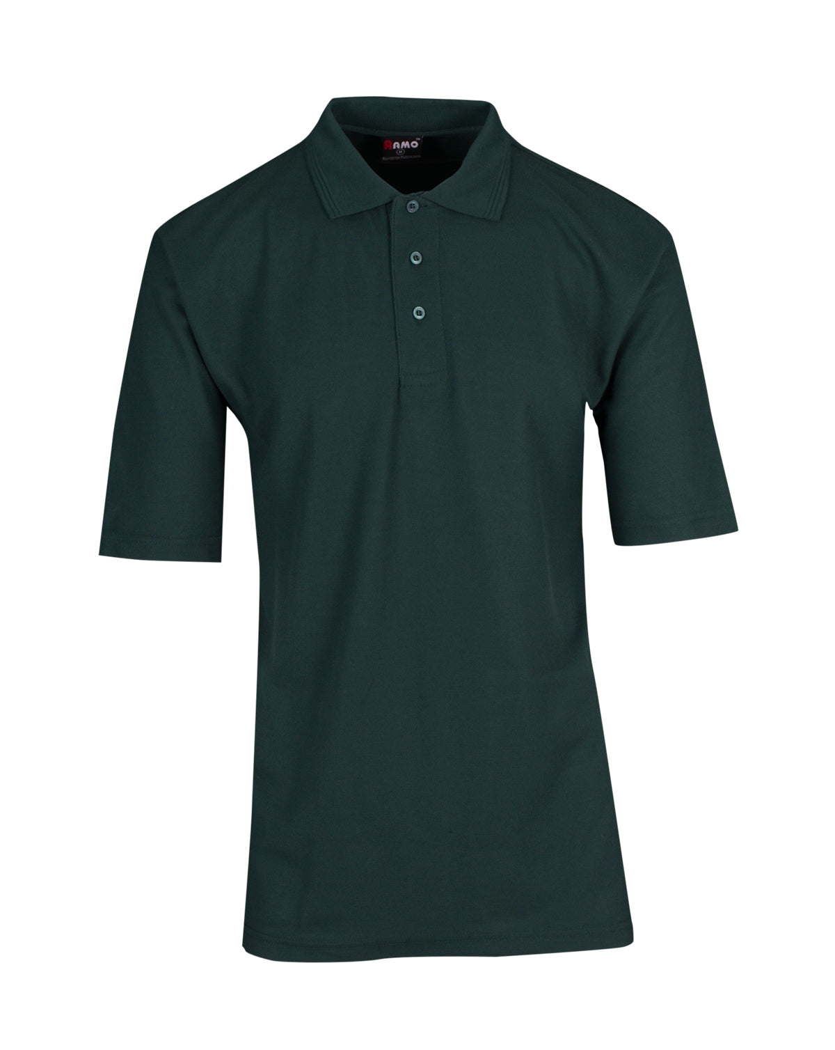 Mens Regular Pique knit Polo - Bottle Green - Front