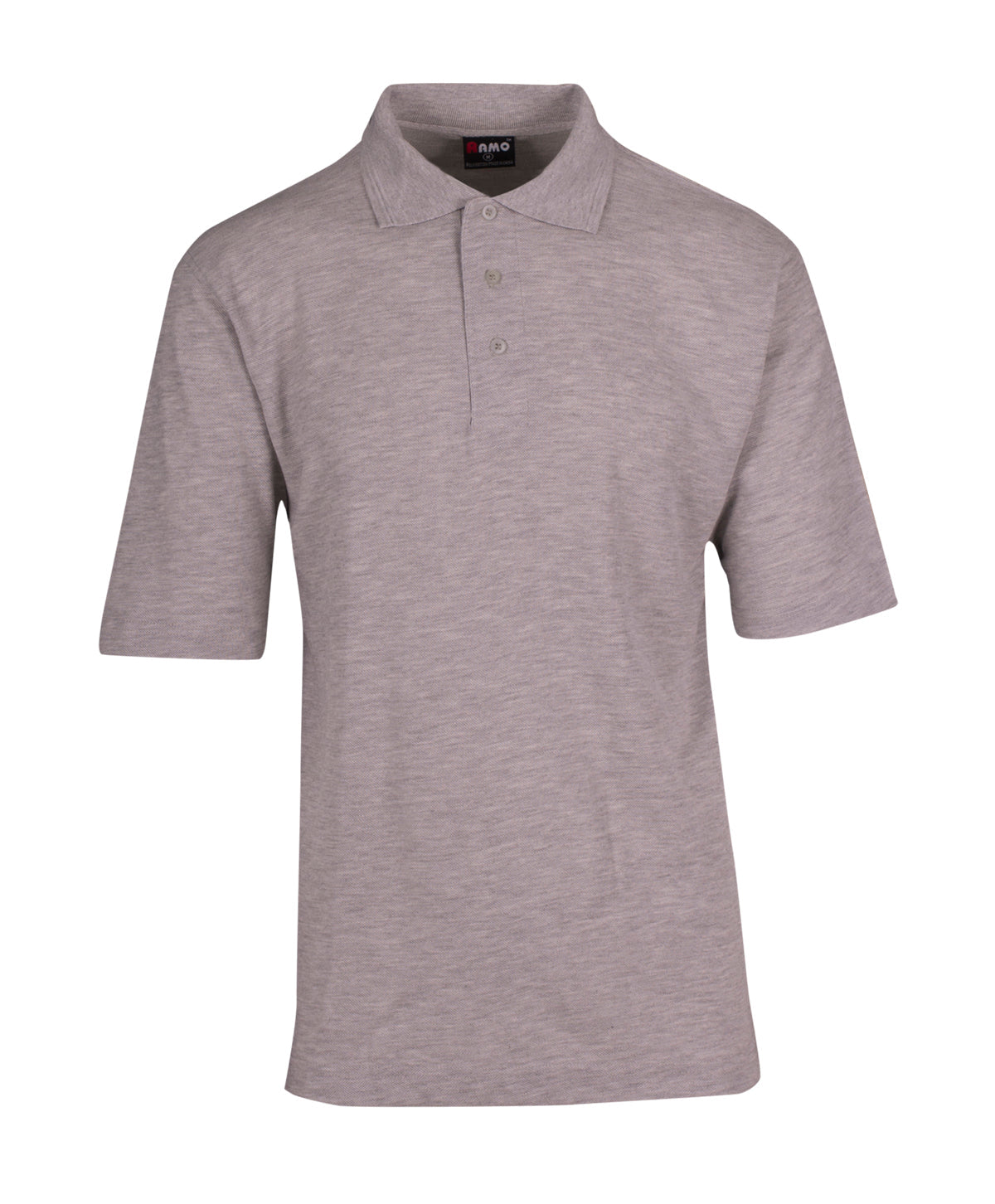 Mens Regular Pique knit Polo - Grey Marl - Front