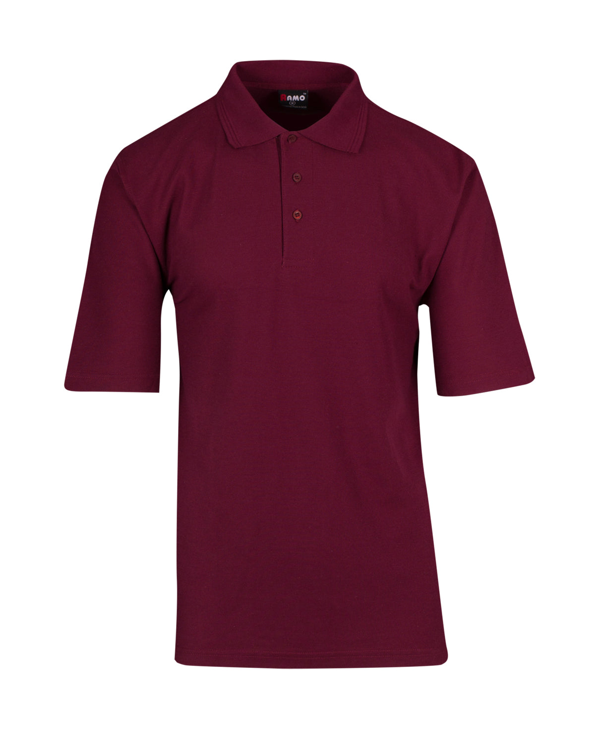 Mens Regular Pique knit Polo - Maroon - Front