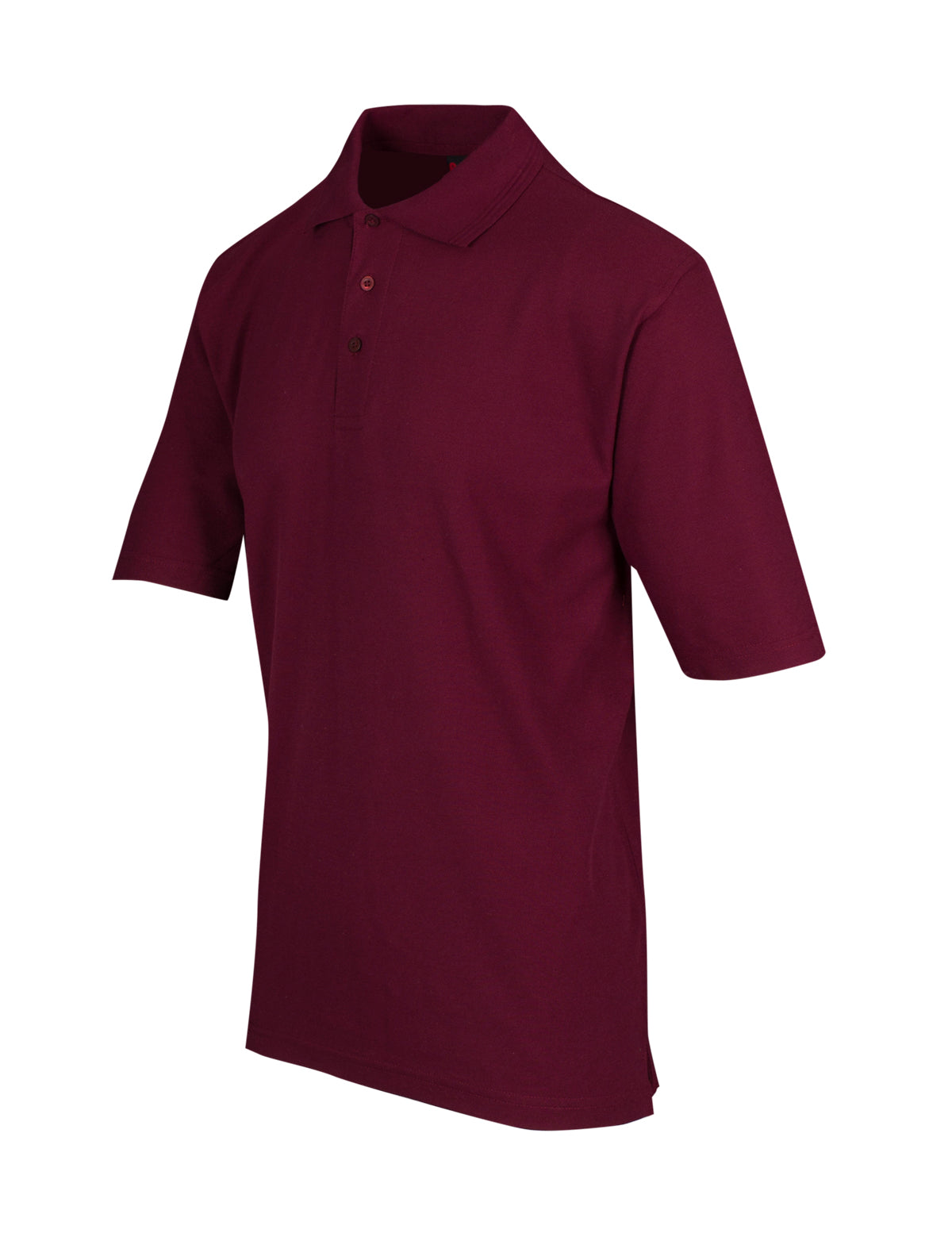 Mens Regular Pique knit Polo - Maroon - Side