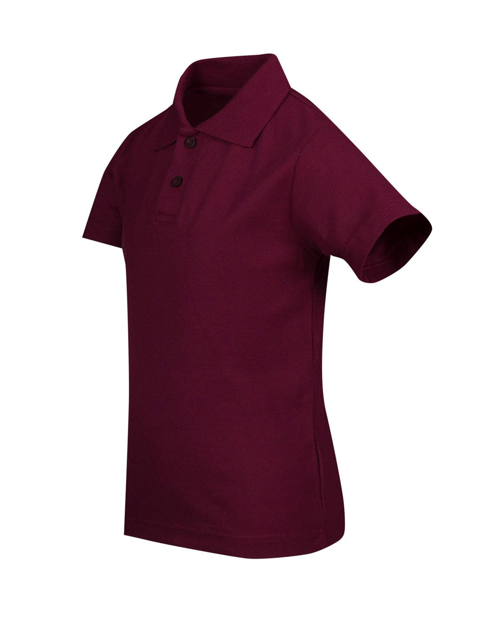 Kid's Pique Polo - Maroon - Side