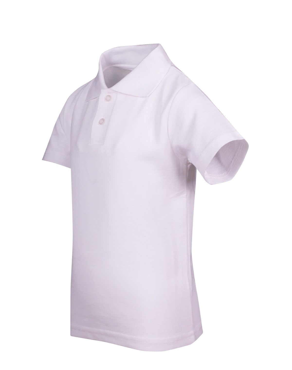 Kid's Pique Polo - White - Side