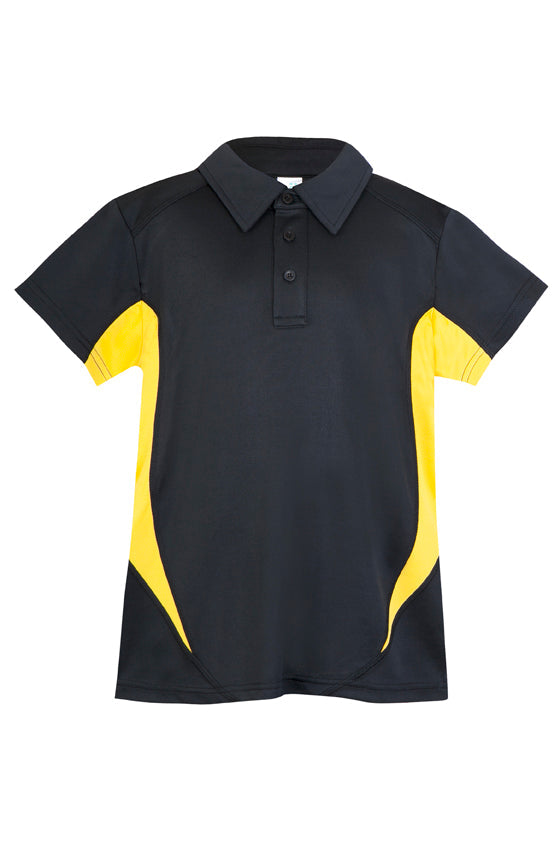 Kid's Accelerator Polyester Polo - Black/Gold - Front