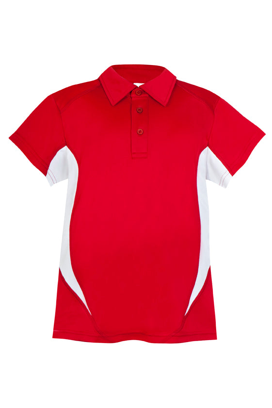 Kid's Accelerator Polyester Polo - Red/White - Front