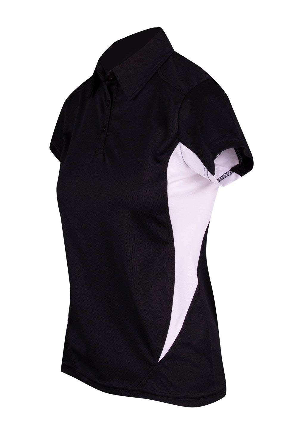 Women's Accelerator Polyester Polo - Black/White - Side