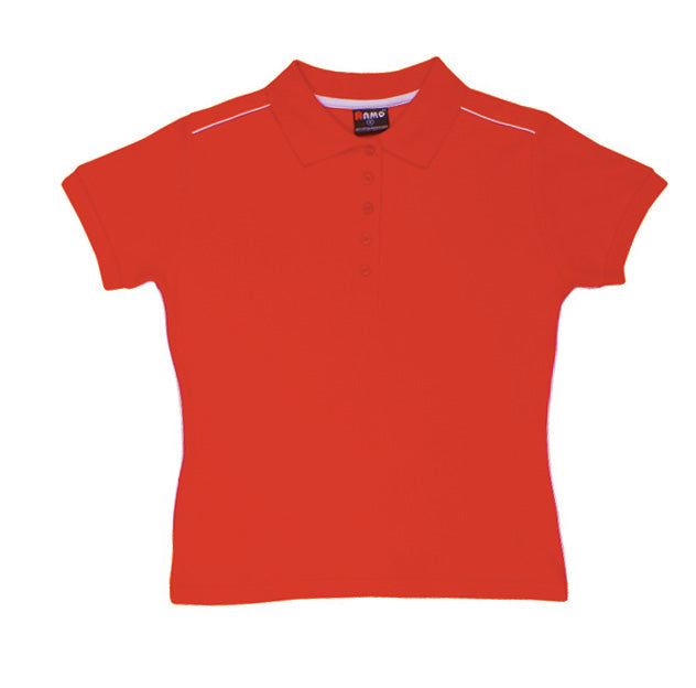 Women's Cotton Pique Knit With Piping - Red/White - Front