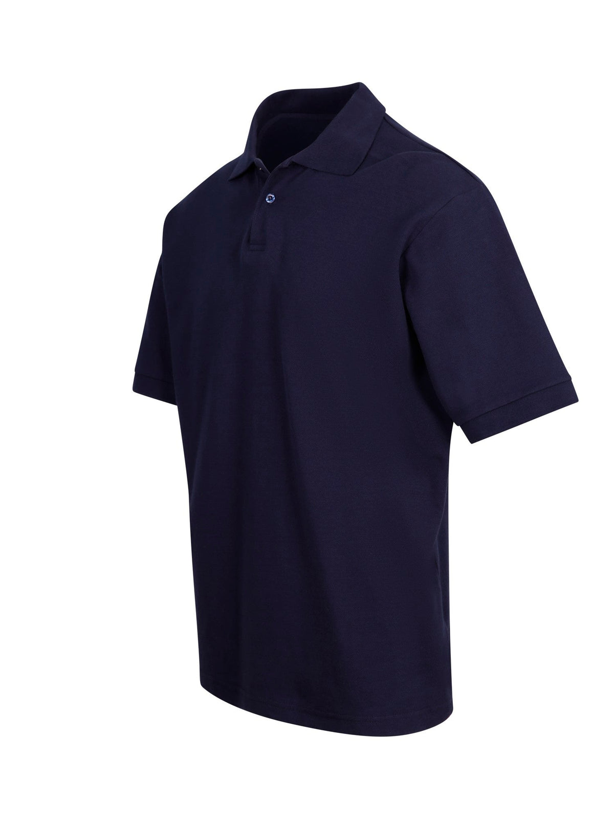 Men's Cotton Pique Knit Polo - Navy Blue - Side