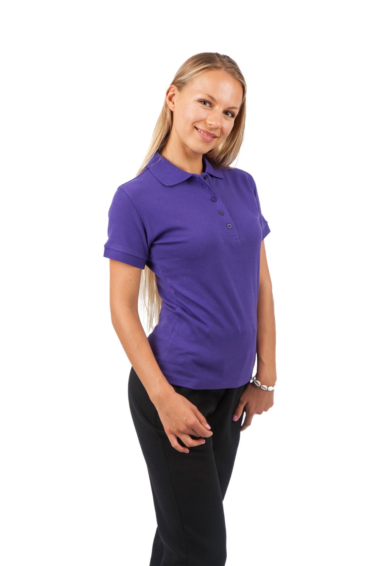 Womens 100% Cotton Pique Knit Polo - view