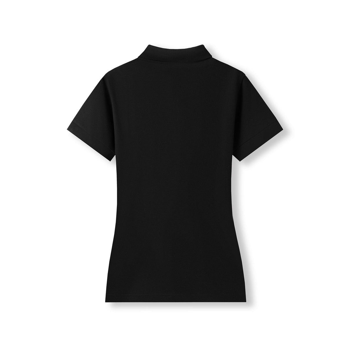 Womens 100% Cotton Pique Knit Polo - Black - Back