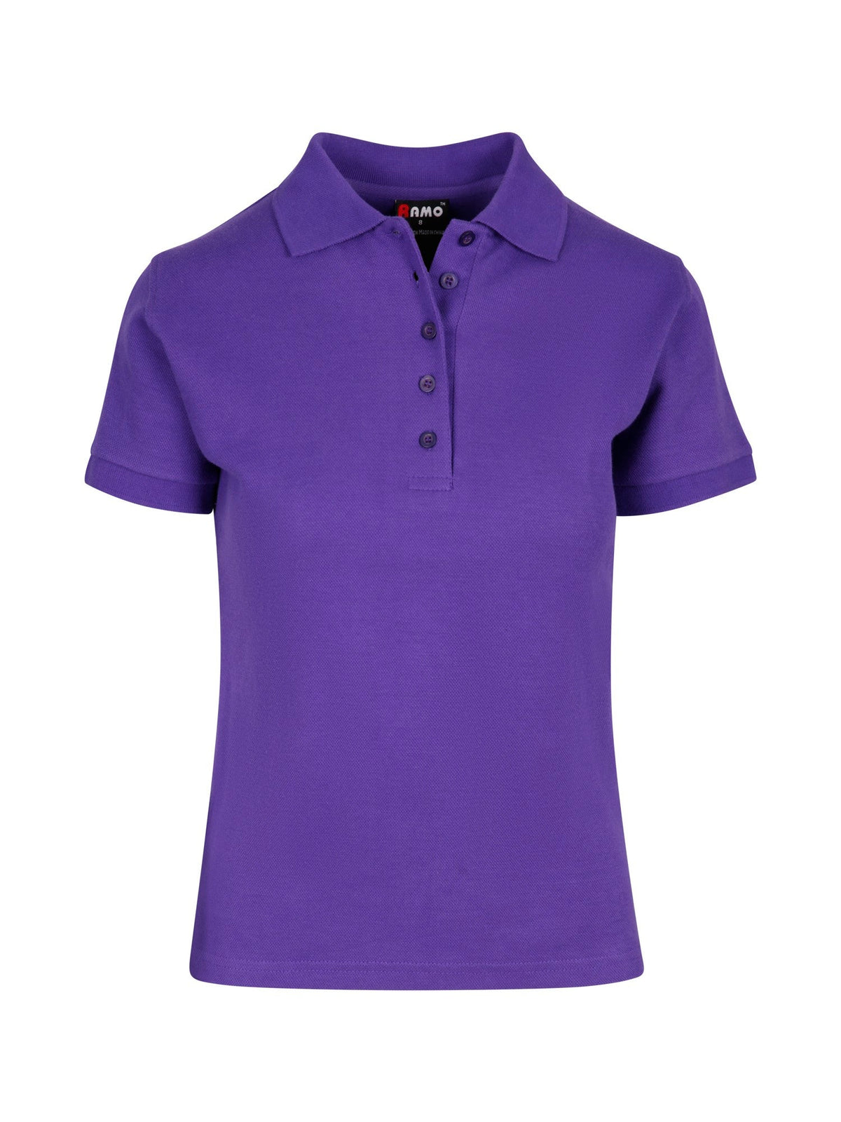 Womens 100% Cotton Pique Knit Polo - Grape - Front