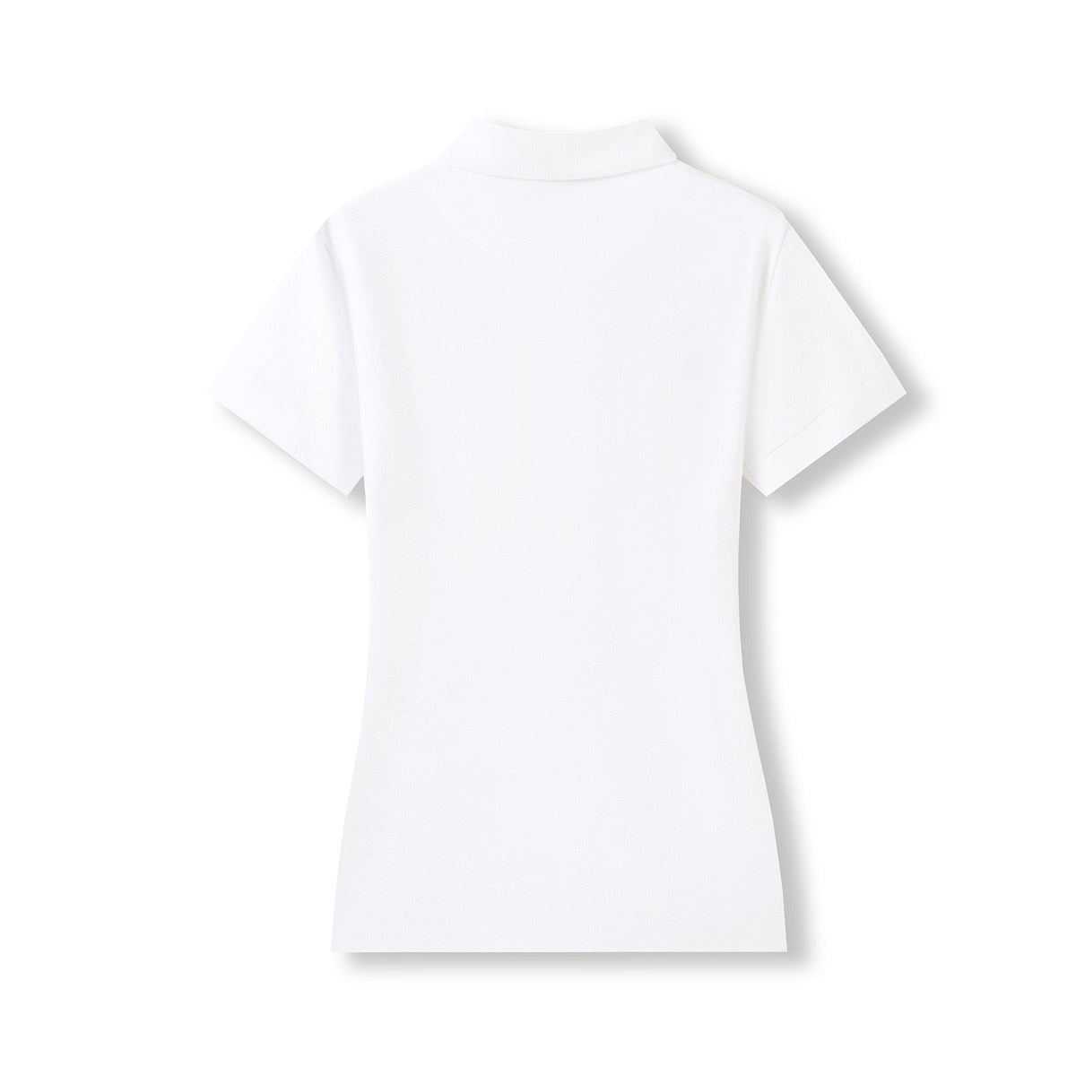 Womens 100% Cotton Pique Knit Polo - White - Back