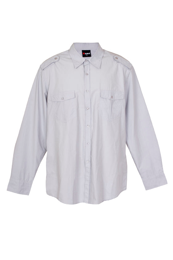 Mens Military Long Sleeve Shirts - Ice Grey - Front