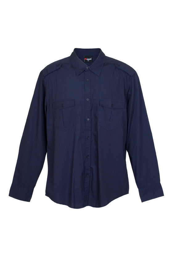 Mens Military Long Sleeve Shirts - Navy Blue - Front
