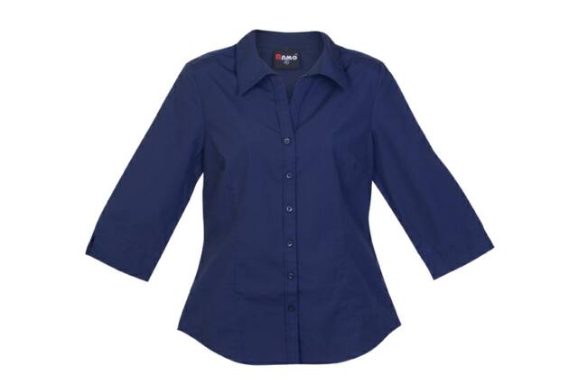 Womens 3/4 Sleeve Shirts - Navy Blue - Front