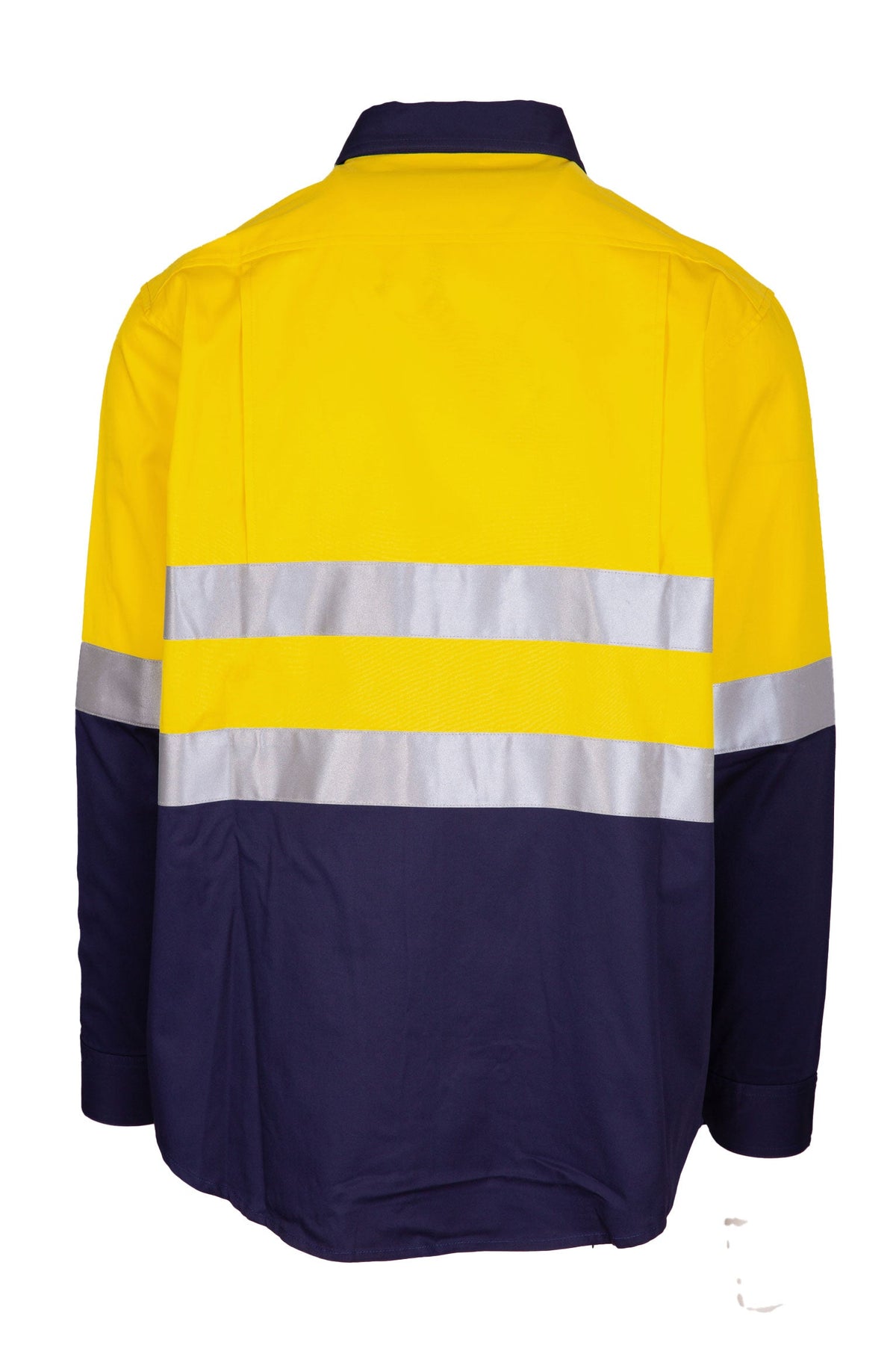 100% Combed Cotton Drill Long Sleeve Shirt - 3M - Yellow/Navy - Back
