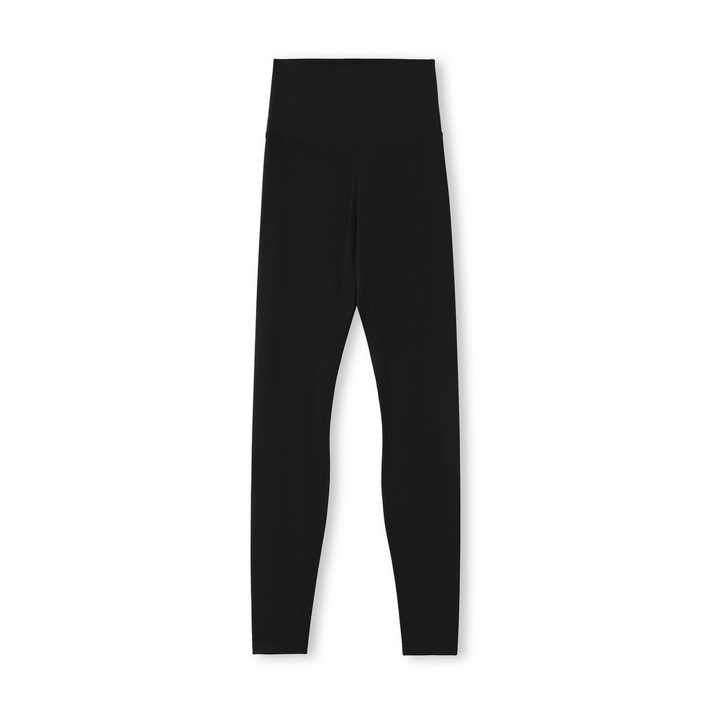 Womens High Rise full length leggings - Black - Front