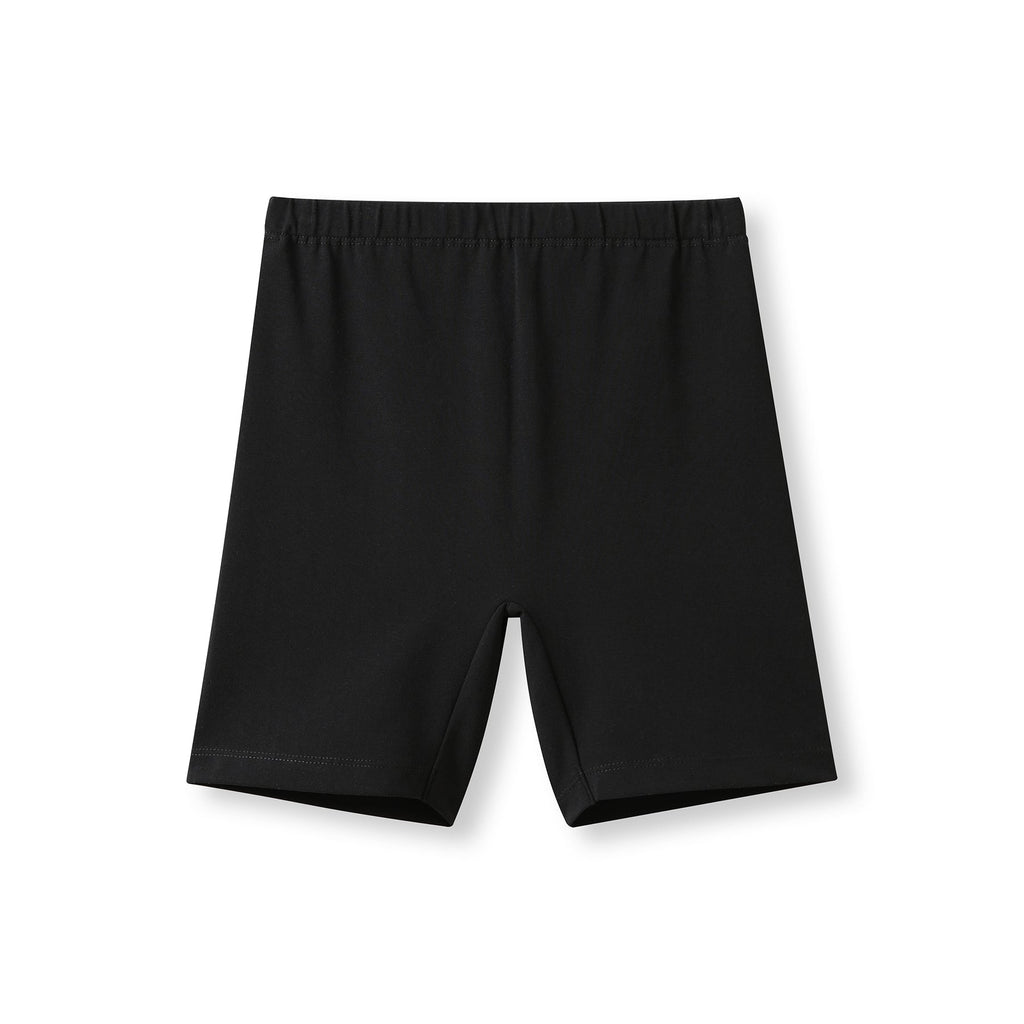 Girl's Cotton Spandex Shorts - Black - Front