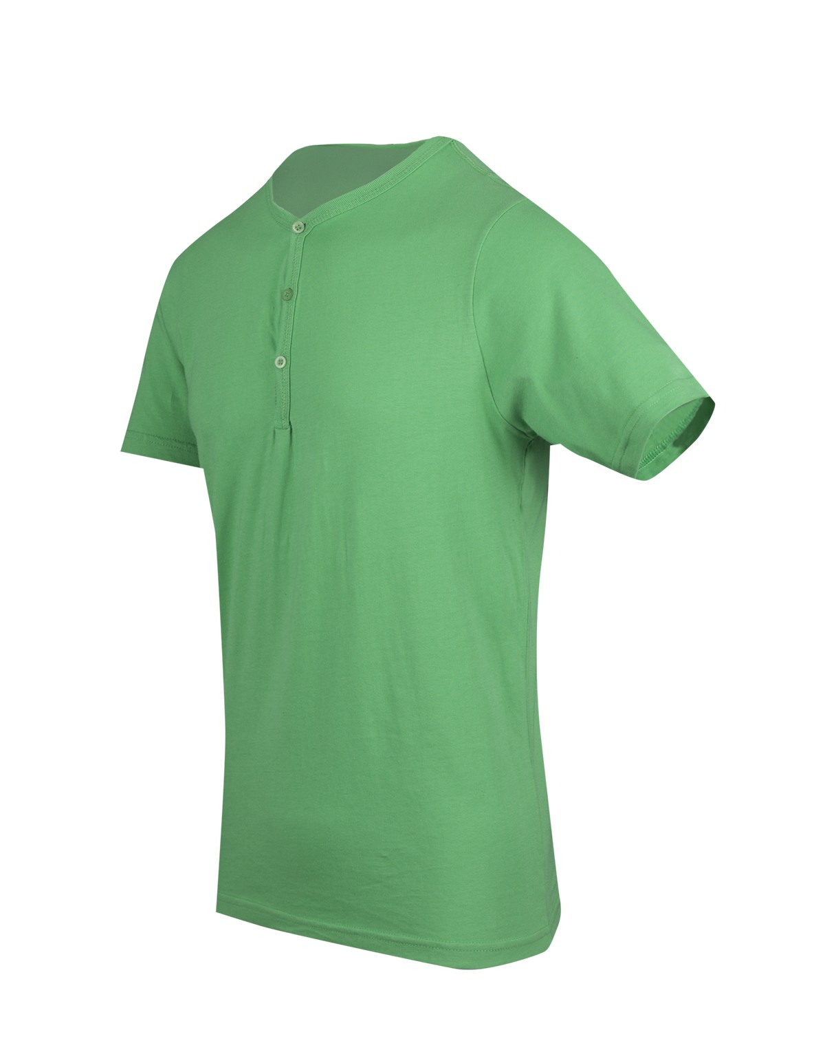 Men's Henley T-shirt - Emerald Green - Side