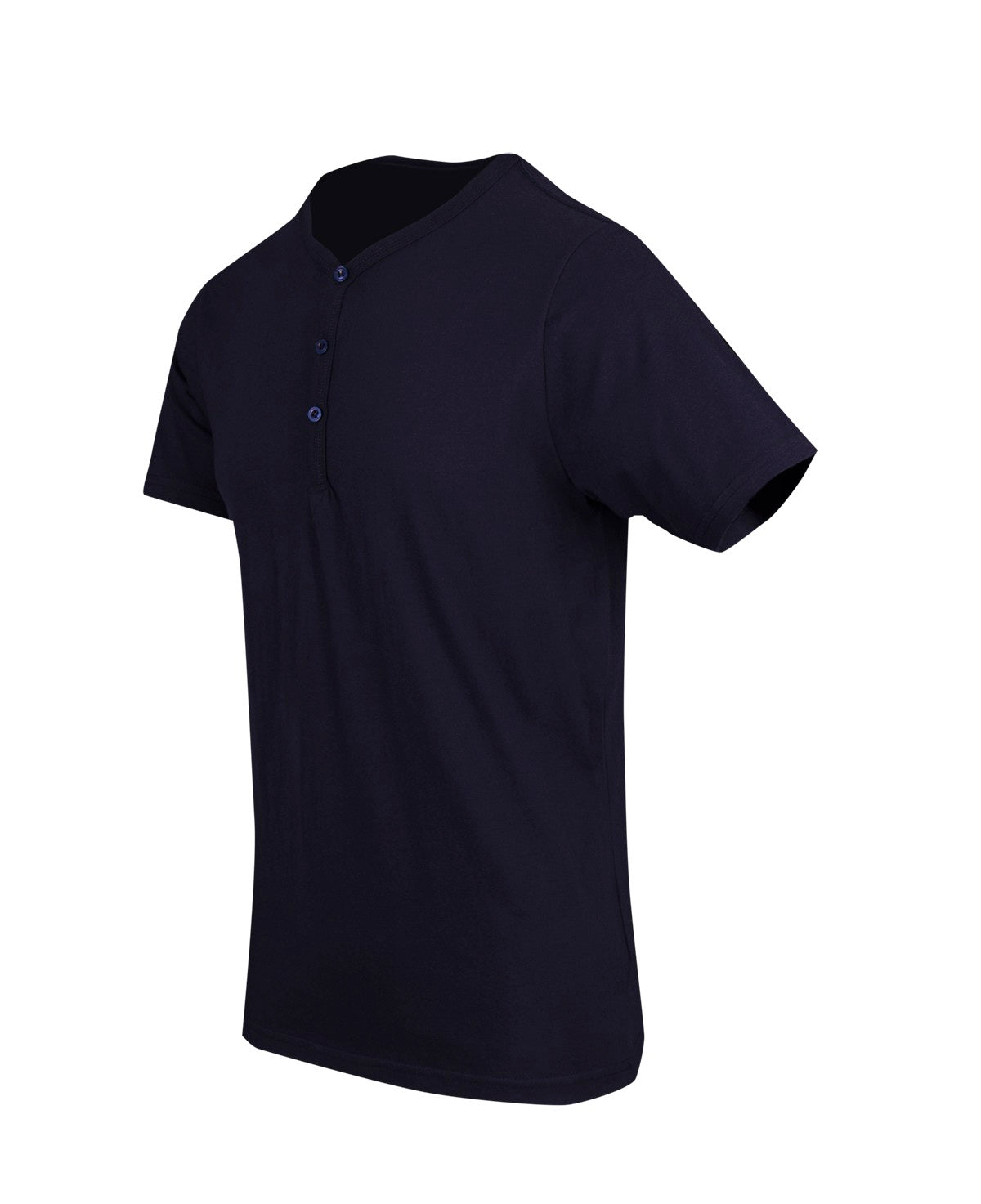 Men's Henley T-shirt - Navy Blue - Side