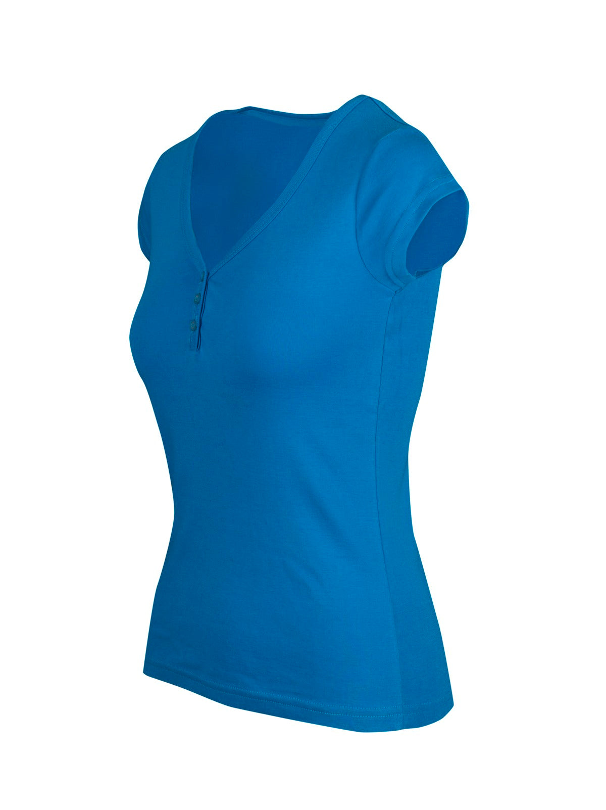 Women's Henley T-shirt - Azure - Side