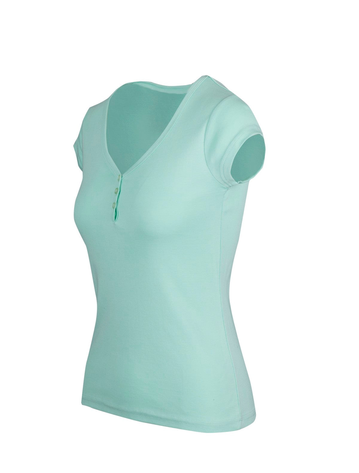 Women's Henley T-shirt - Fresh Mint - Side