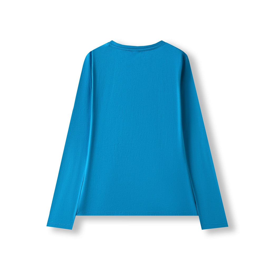 Women's Long Sleeve T-shirt - Azure - Back