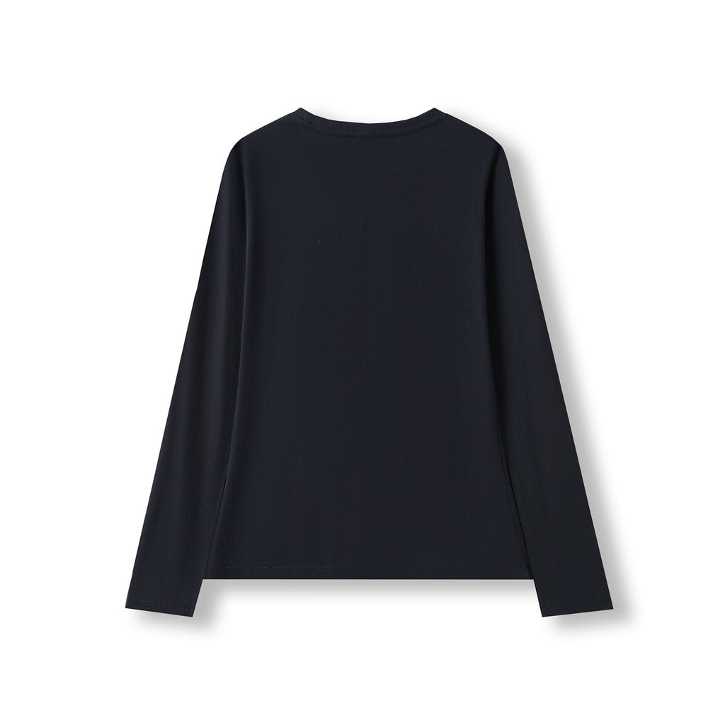 Women's Long Sleeve T-shirt - Navy Blue - Back