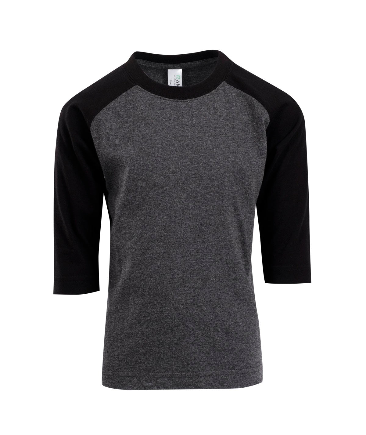 Kids 3/4 Raglan Sleeve T-shirt - Dark Marl/Black - Front