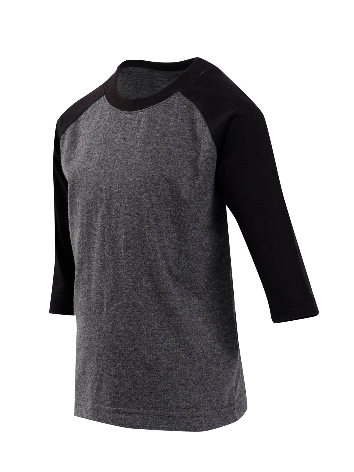 Kids 3/4 Raglan Sleeve T-shirt - Dark Marl/Black - Side