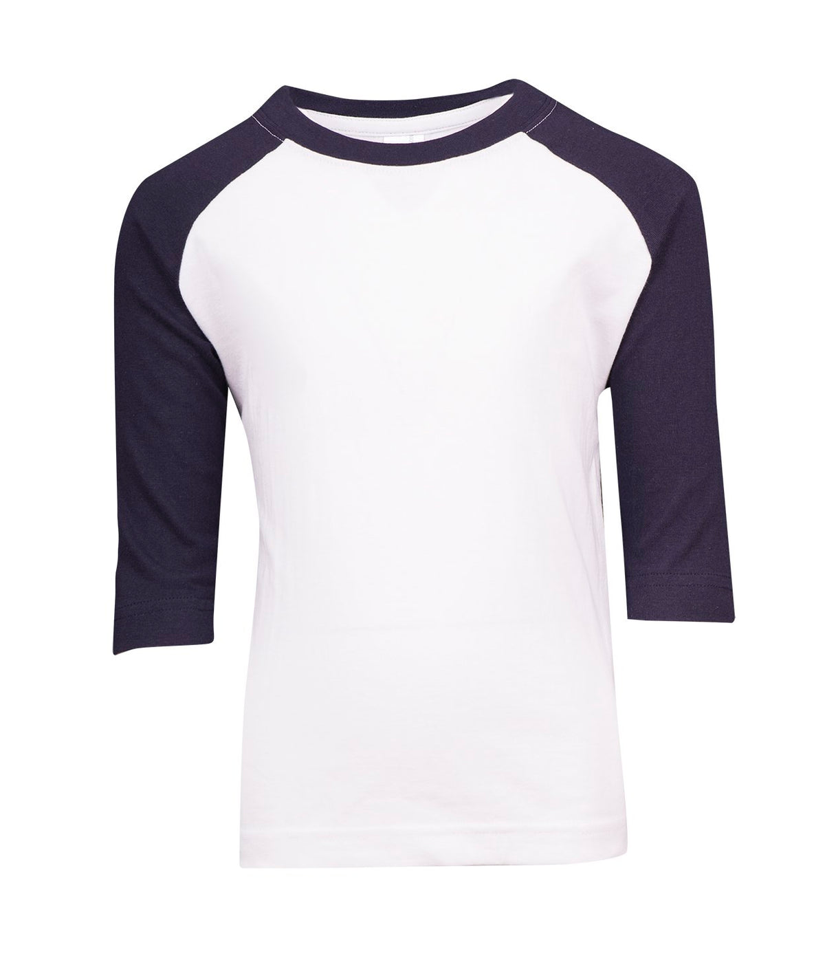 Kids 3/4 Raglan Sleeve T-shirt - White/Navy - Front
