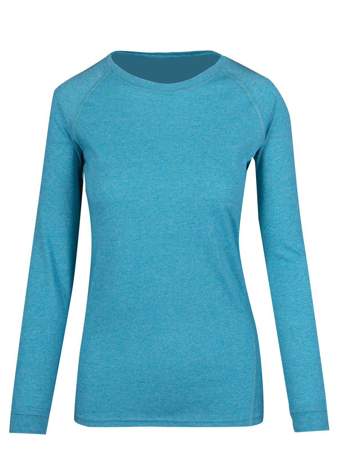 Womens Greatness Heather Long Sleeve T-shirt - Jade Heather - Front