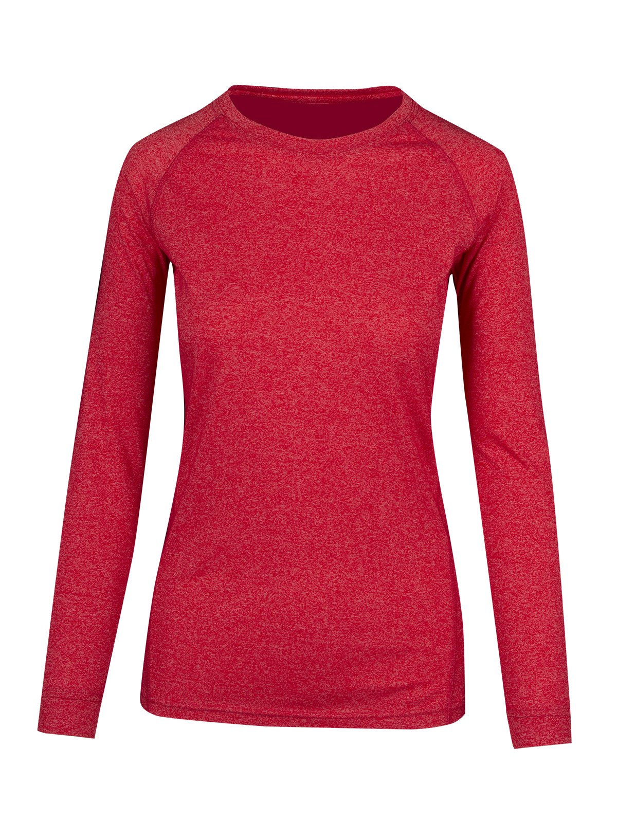 Womens Greatness Heather Long Sleeve T-shirt - Red Heather - Front