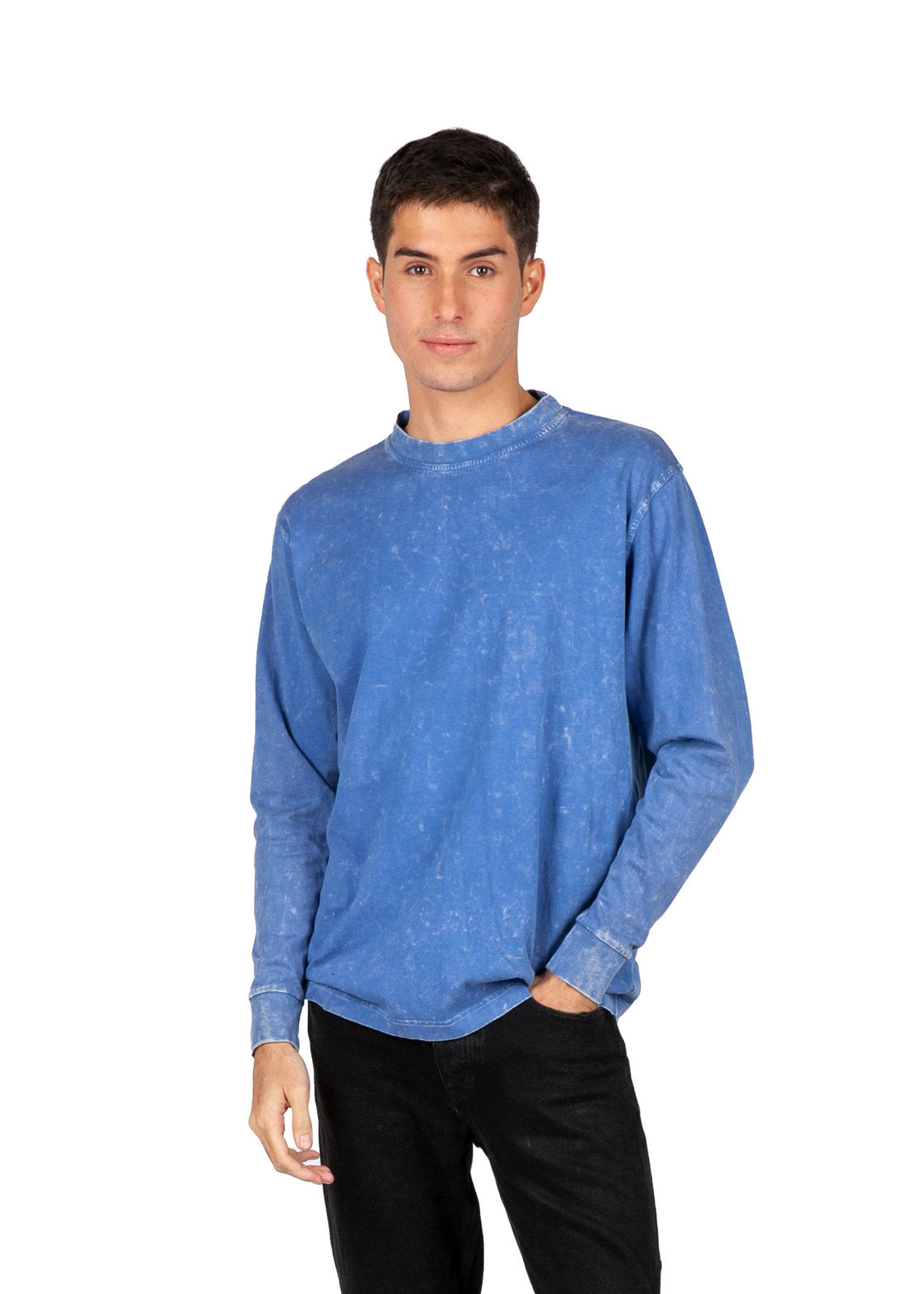 Men's / Unisex Stone Wash Long Sleeve T-shirt - view
