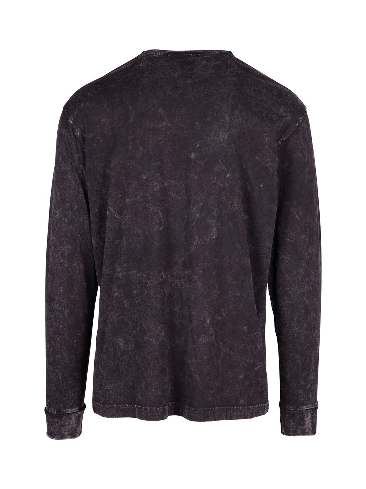 Men's / Unisex Stone Wash Long Sleeve T-shirt - Black - Back