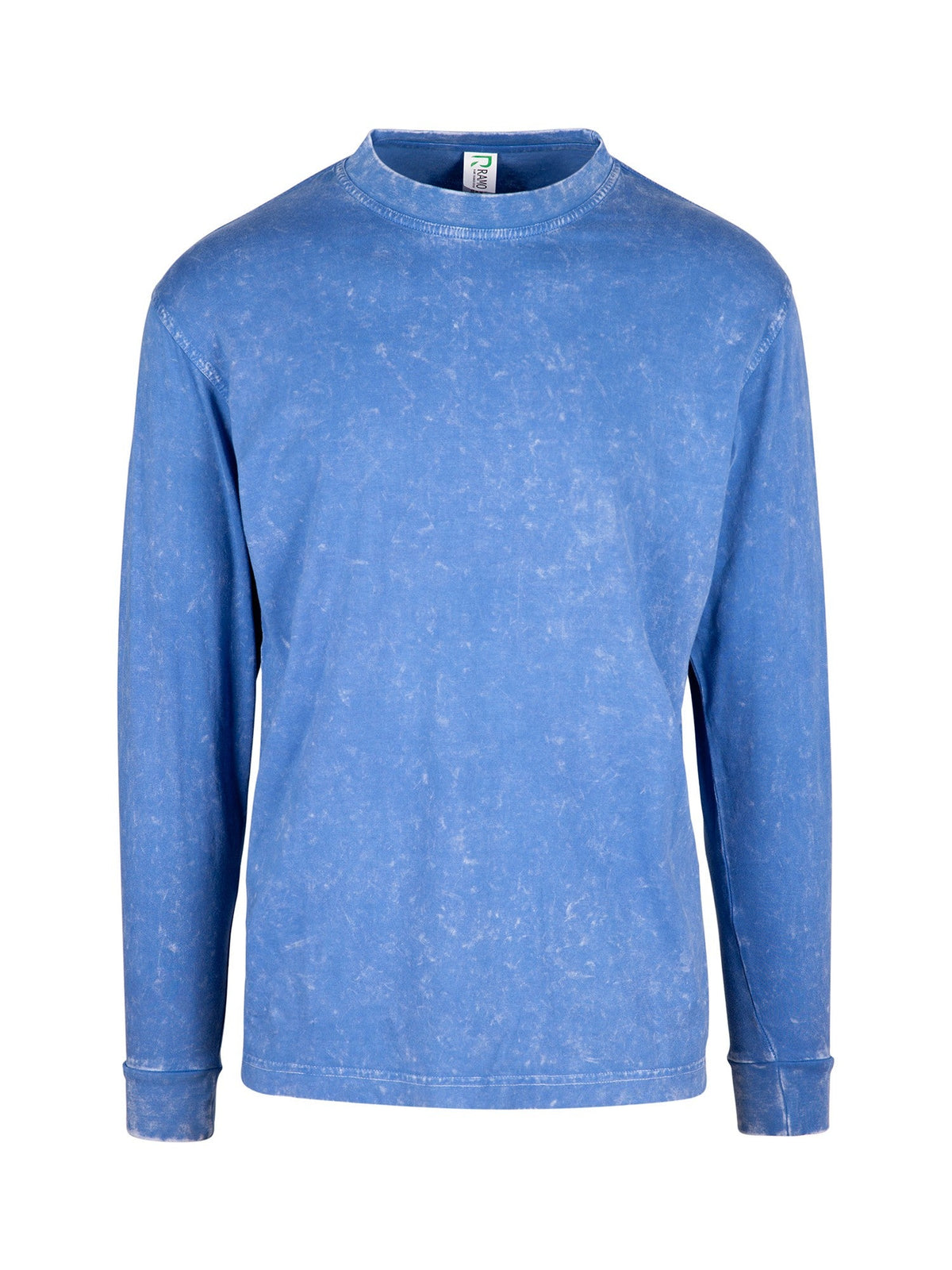 Men's / Unisex Stone Wash Long Sleeve T-shirt - Blue - Front