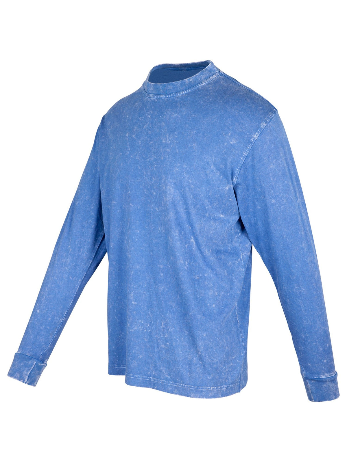 Men's / Unisex Stone Wash Long Sleeve T-shirt - Blue - Side
