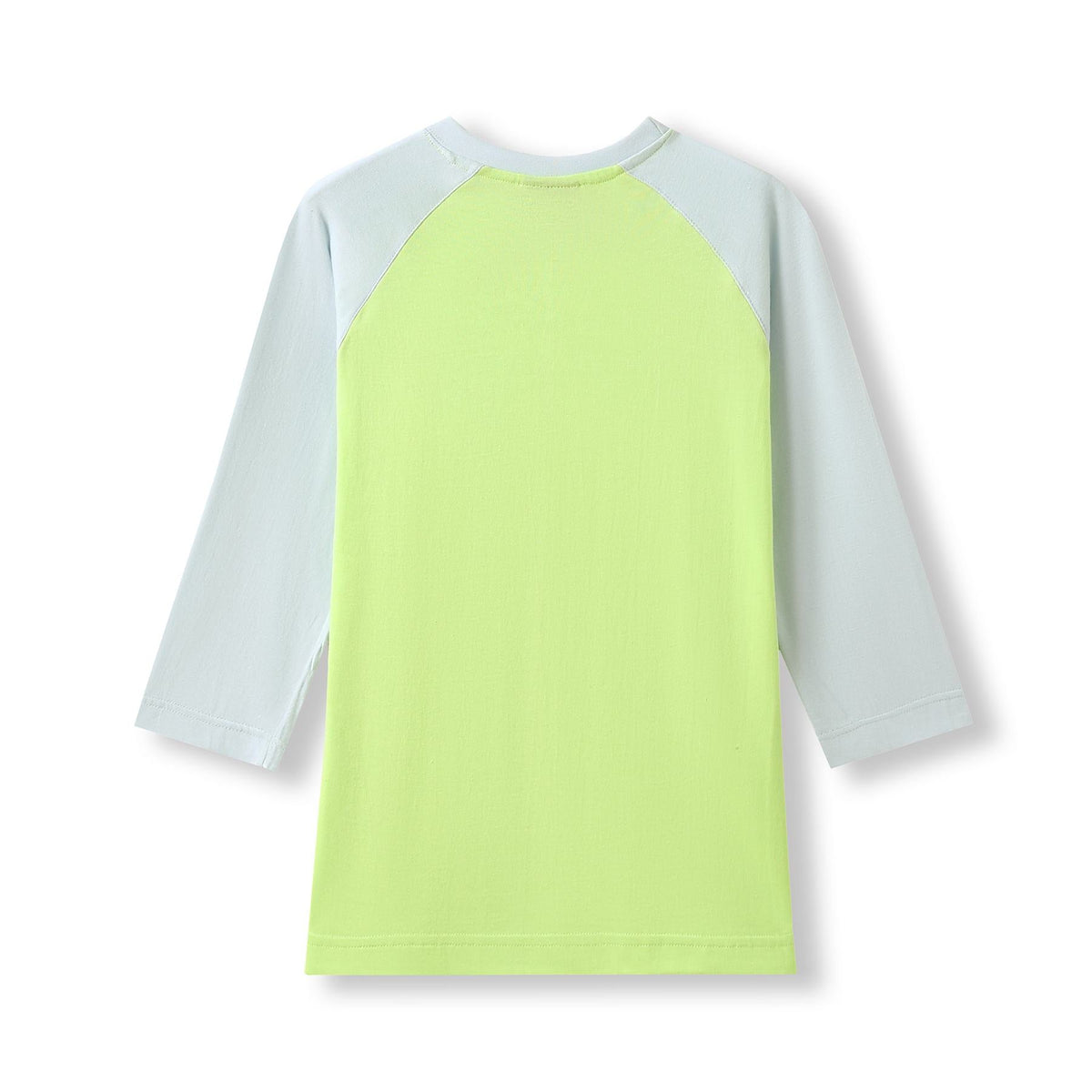 Women's 3/4 Sleeve Raglan T-shirt - Lime/Surf Blue - Back