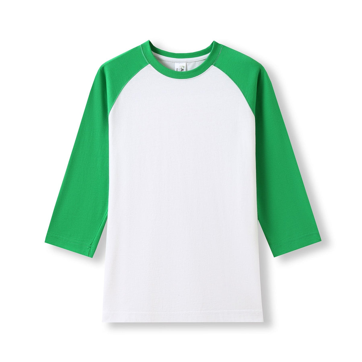Women's 3/4 Sleeve Raglan T-shirt - White/Emerald Green - Front