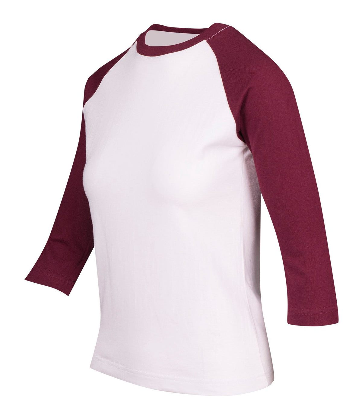 Women's 3/4 Sleeve Raglan T-shirt - White/Maroon - Side