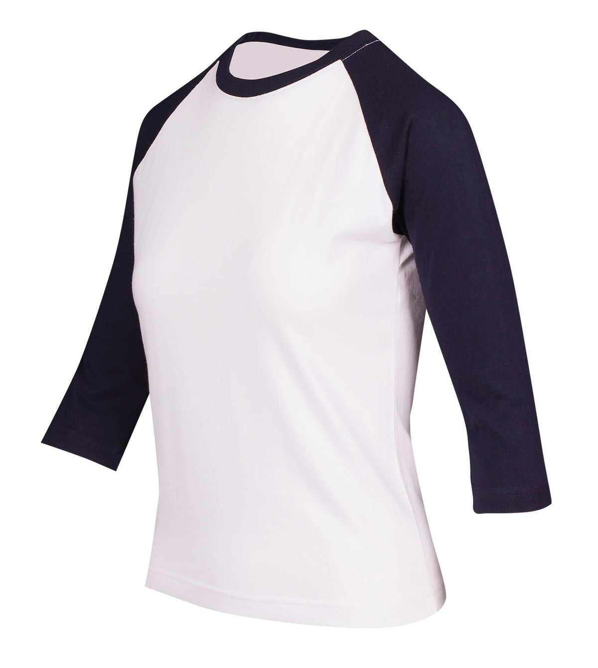 Women's 3/4 Sleeve Raglan T-shirt - White/Navy - Side