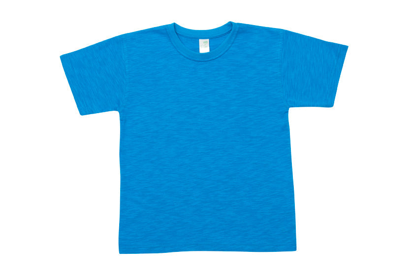 Kids Bamboo Cotton T-shirt - Azure - Front